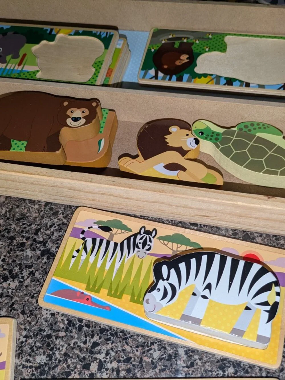 Melissa & Doug Wooden Animal Puzzle Boards Wooden Animal Play Pieces (24 pcs)